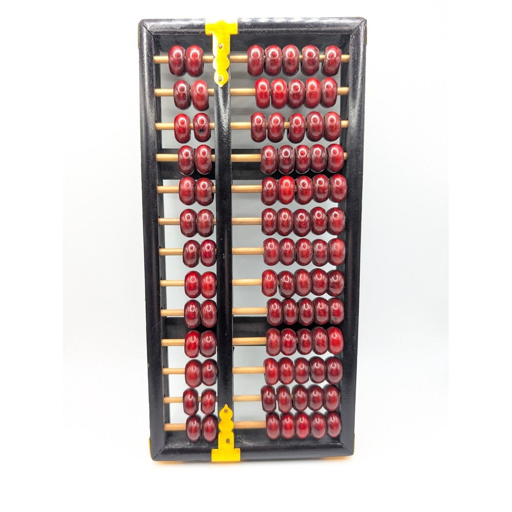 Vintage Lotus Flower Brand Chinese Abacus 13 Column Wood Brass Suanpan China